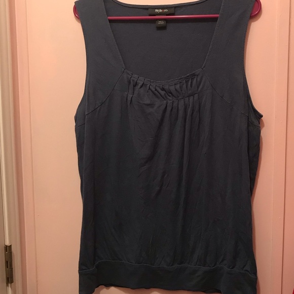 Style & Co Navy Ribbed Tank Top - Picture 2 of 6